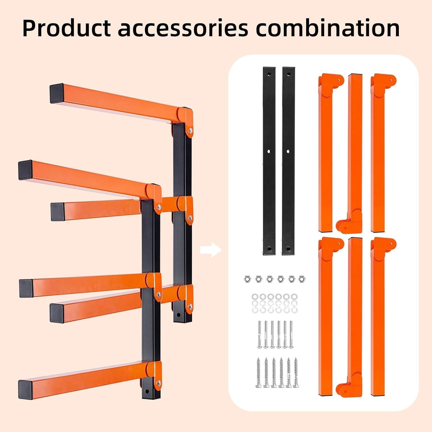 Wall-Mount 3-Level Lumber Rack Orange 44D x 17W x 6.7H cm