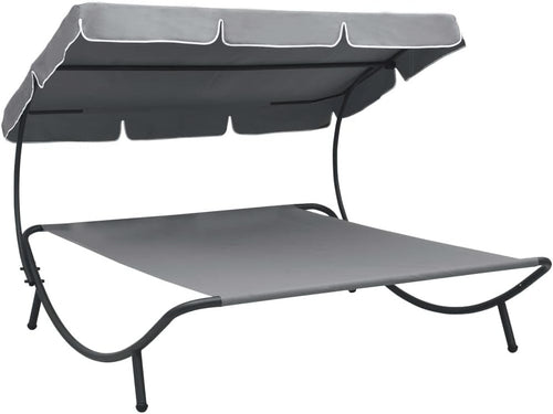 Outdoor Double Sun Lounger with Canopy – Weatherproof Daybed 200x145cm