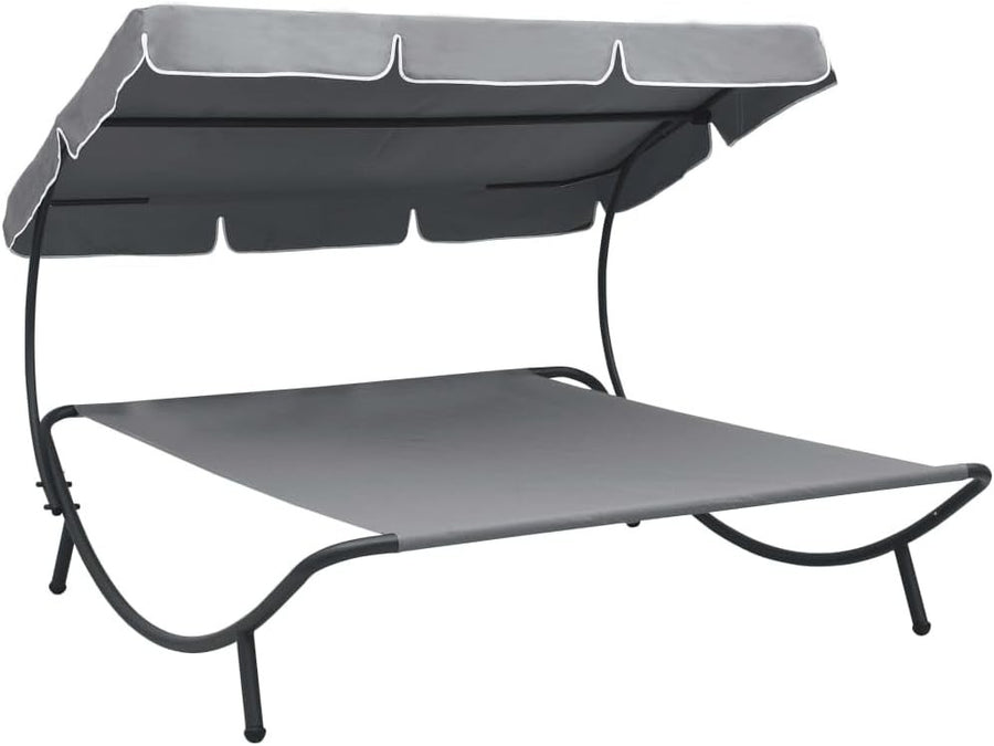 Outdoor Double Sun Lounger with Canopy – Weatherproof Daybed 200x145cm