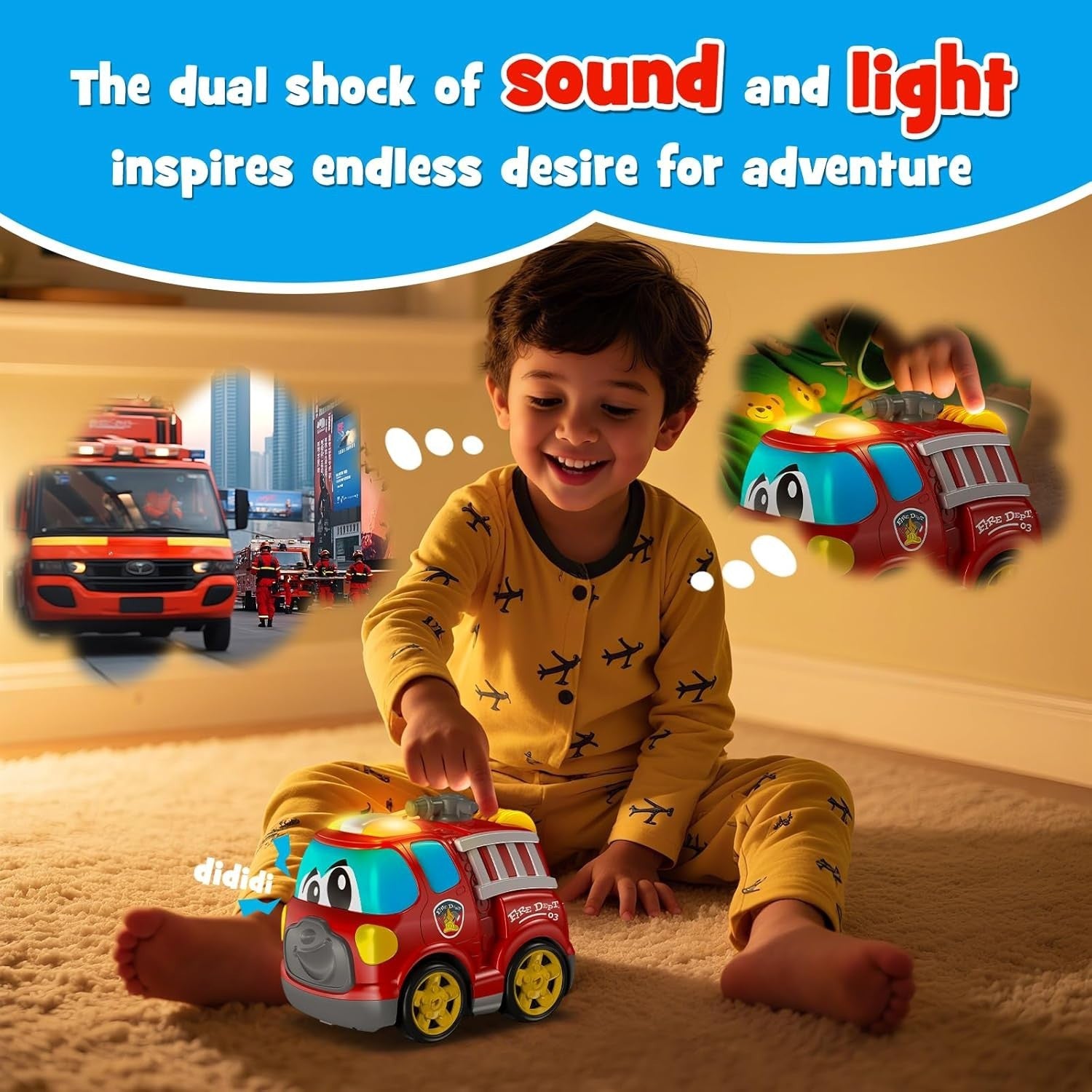 Fire Engine Remote Control Toy for 2–3 Year Old Boys – Lights & Sound 19CM RC