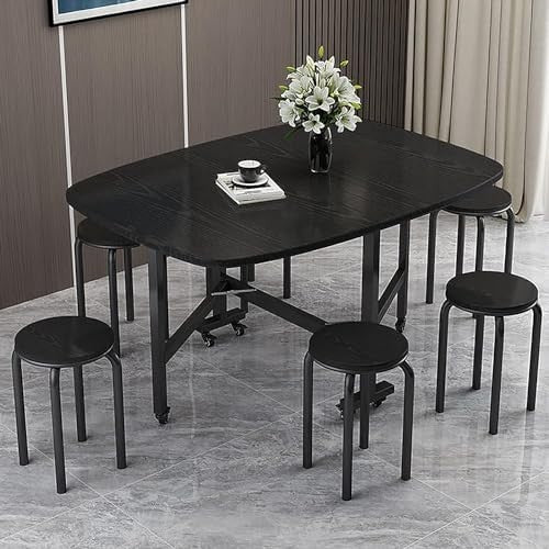 Space-Saving White Folding Dining Table with Extendable Butterfly Leaf 120x70cm
