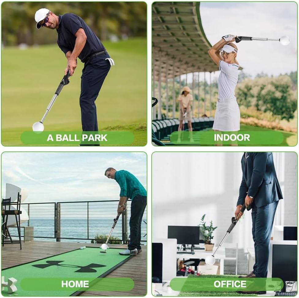 Golf Swing Trainer Retractable Grip Tempo Strength Aid