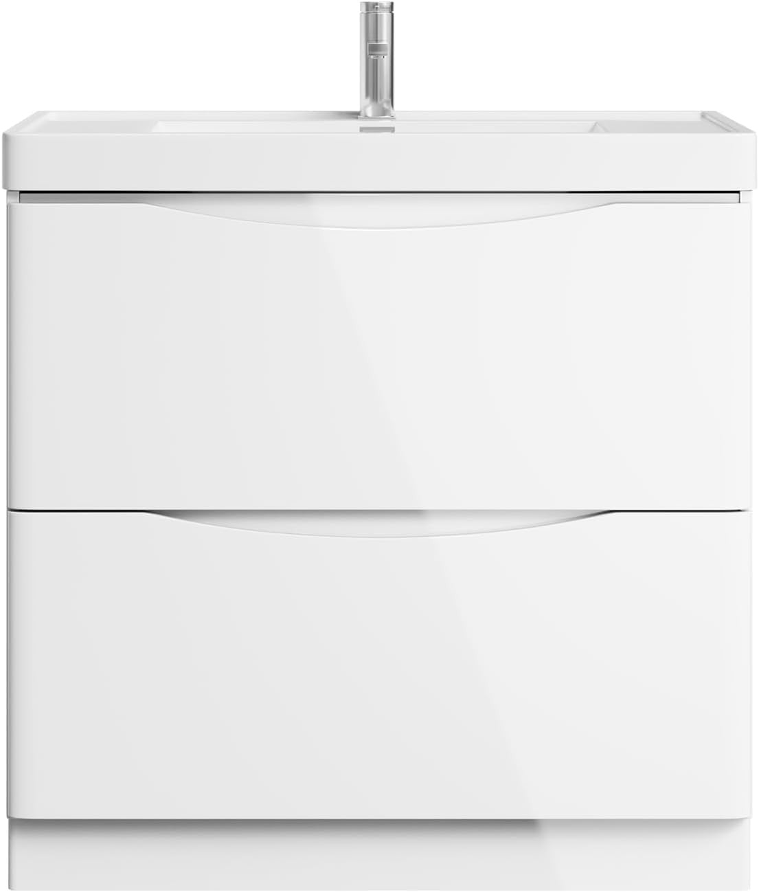 900mm Floor Standing Vanity Unit White Gloss Resin Basin Modern Bathroom Cabinet