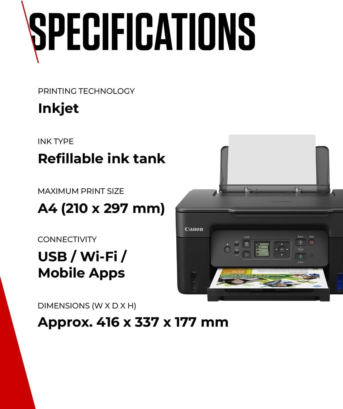 A4 Colour All-in-One MegaTank Printer Wireless Copier Scanner G3570