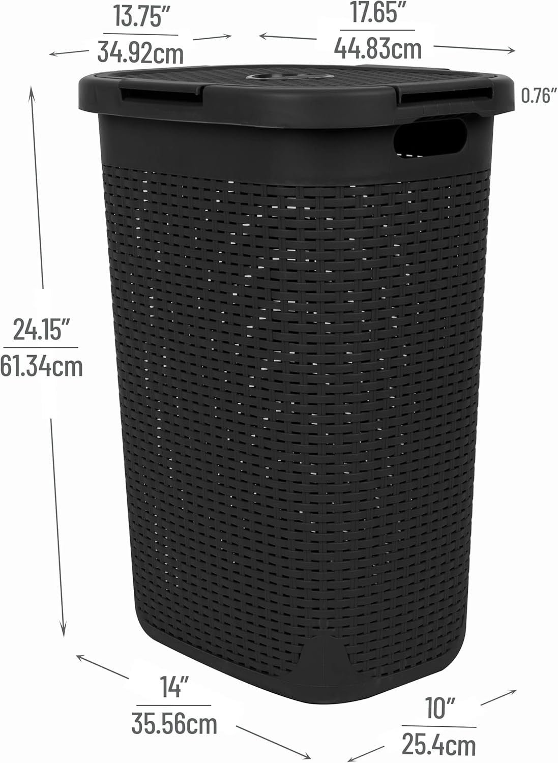 Set of 2 Slim 60L Laundry Hampers with Lids Ventilated Basket & Cut-Out Handles