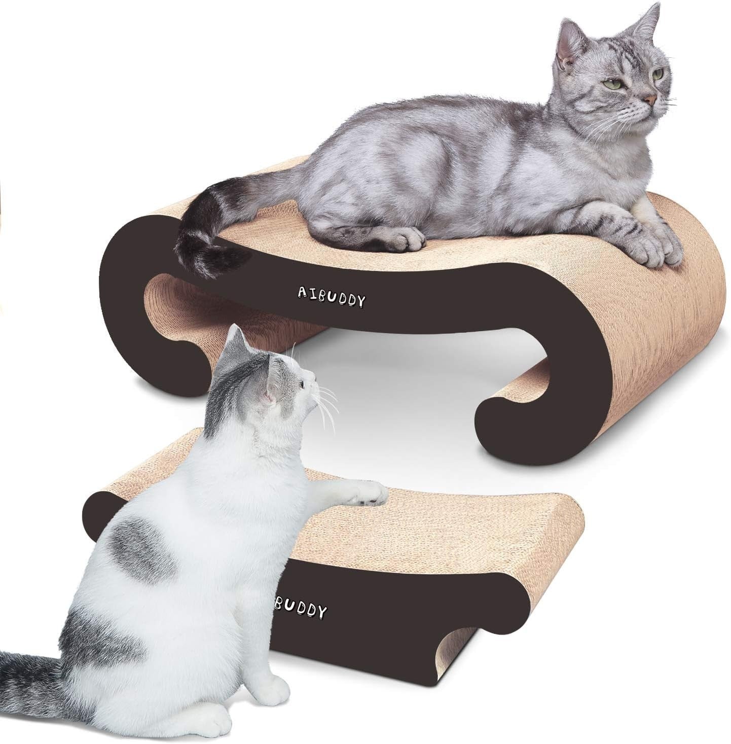 2 in 1 Cat Scratcher Lounge Bed Cardboard Scratch Pad w Catnip