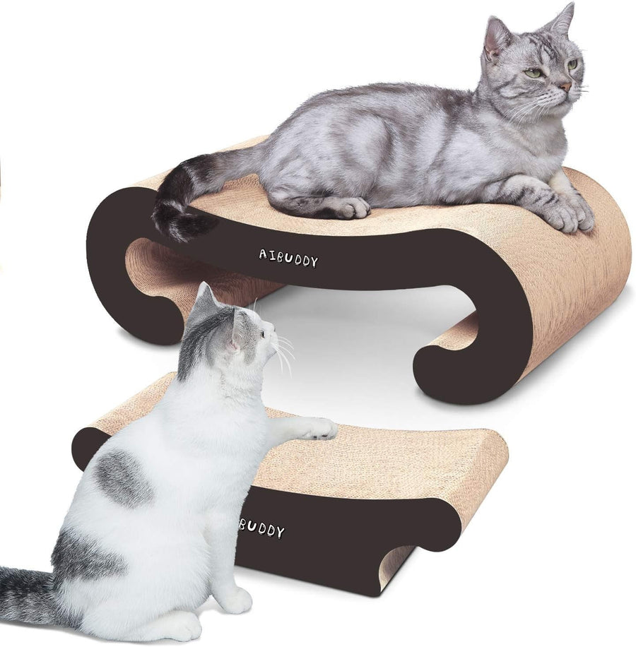 2 in 1 Cat Scratcher Lounge Bed Cardboard Scratch Pad w Catnip