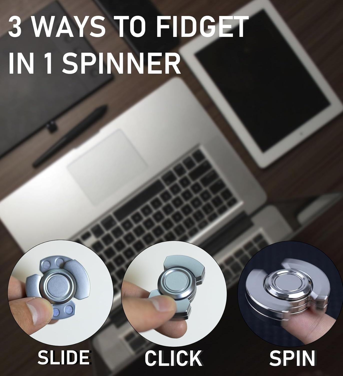 4pc Metal Fidget Set Magnetic Slider Spinner Chain Stress EDC
