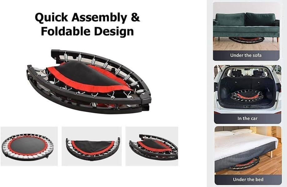 48” Mini Fitness Trampoline Rebounder Adjustable Handle Indoor