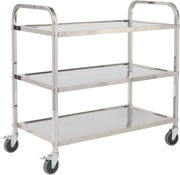 3 Tier Stainless Steel Catering Trolley w/ Locking Castors