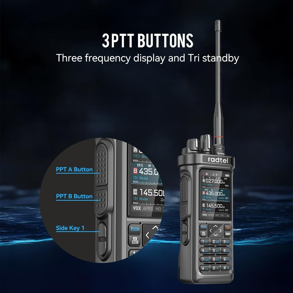 10W Long Range Ham Radio Walkie Talkie GPS APRS Bluetooth NOAA USB-C