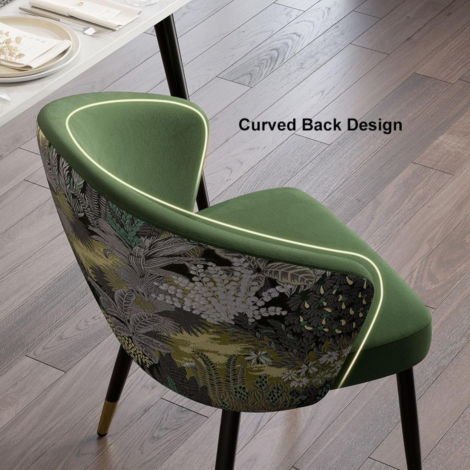 Luxury Velvet Dining Chair Upholstered Side Chair with Padded Seat & Gold Legs