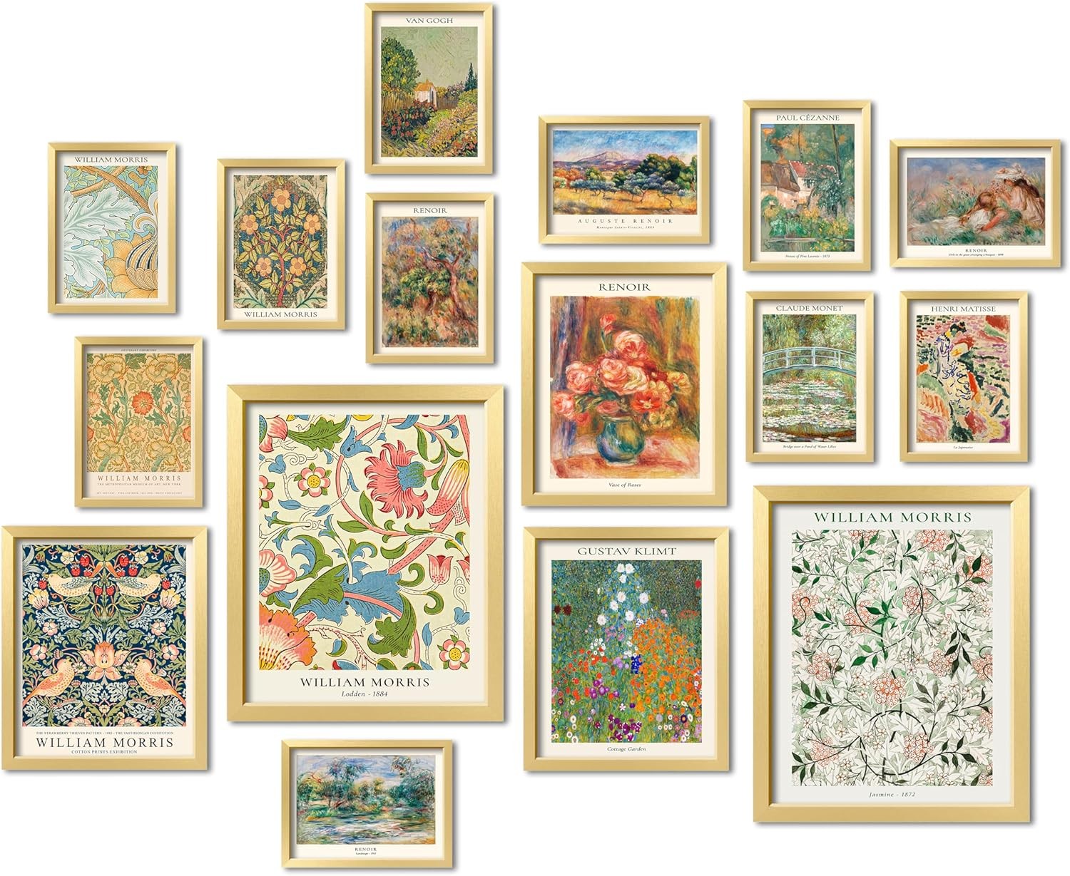 Vintage Eclectic Wall Art 16pc 11x14in Floral Gallery Poster Set