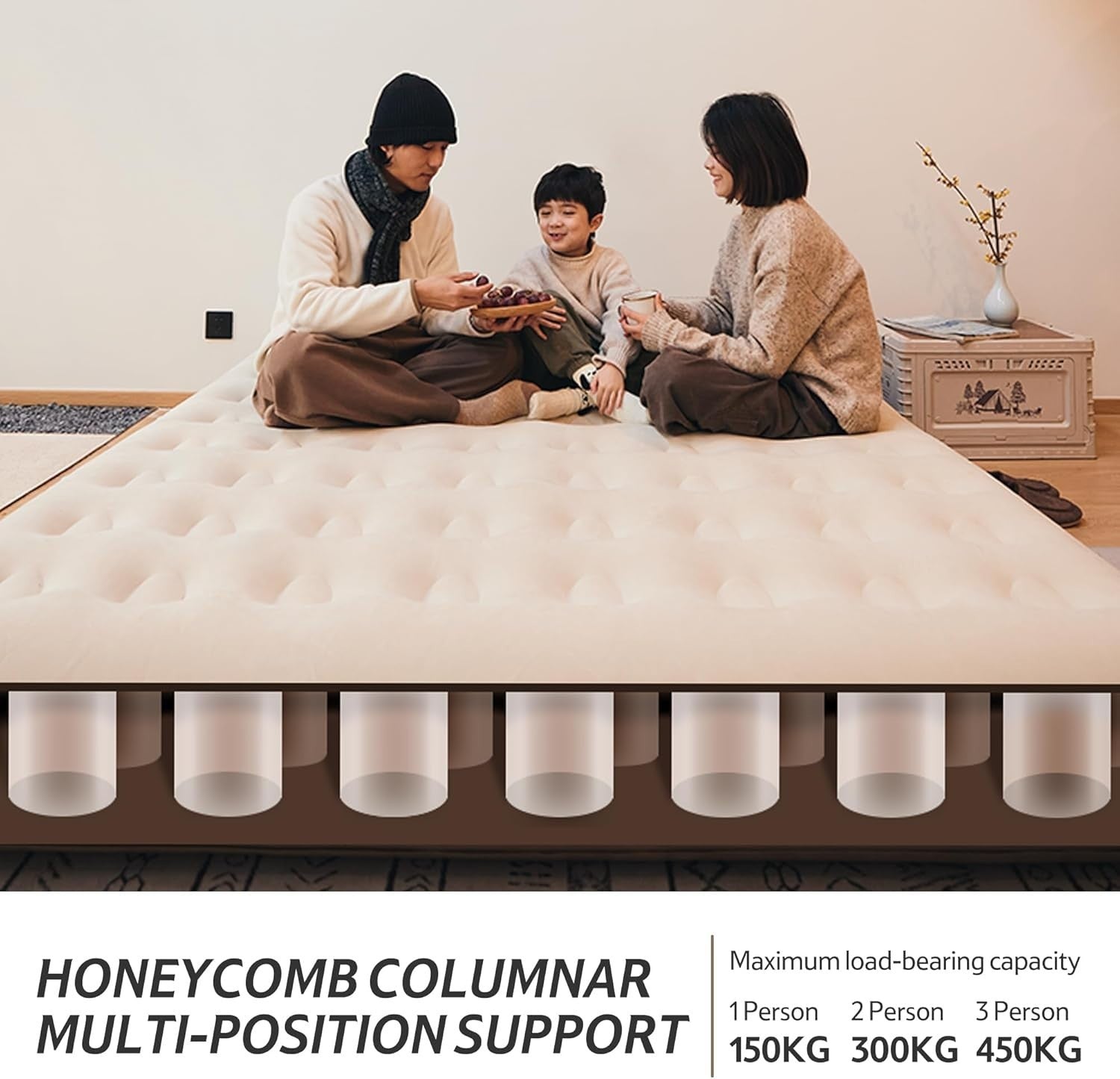 Double Inflatable Air Mattress with Built-In Rechargeable Pump – Camping & Guest