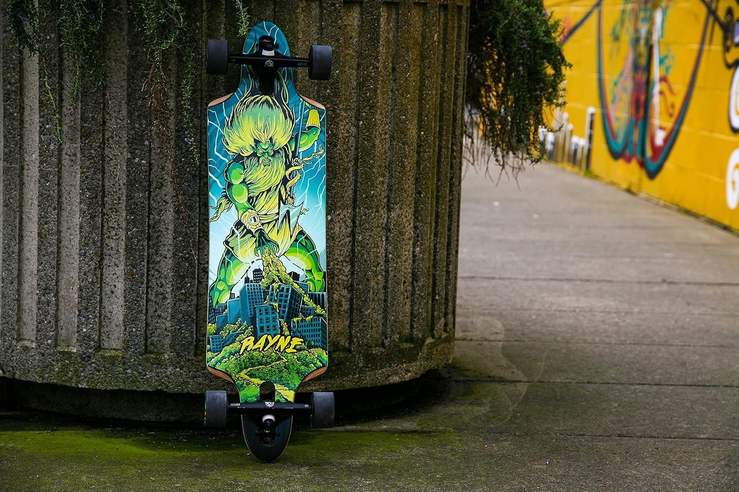 36" Drop-Through Longboard Complete 10" Wood Green Downhill & Freeride