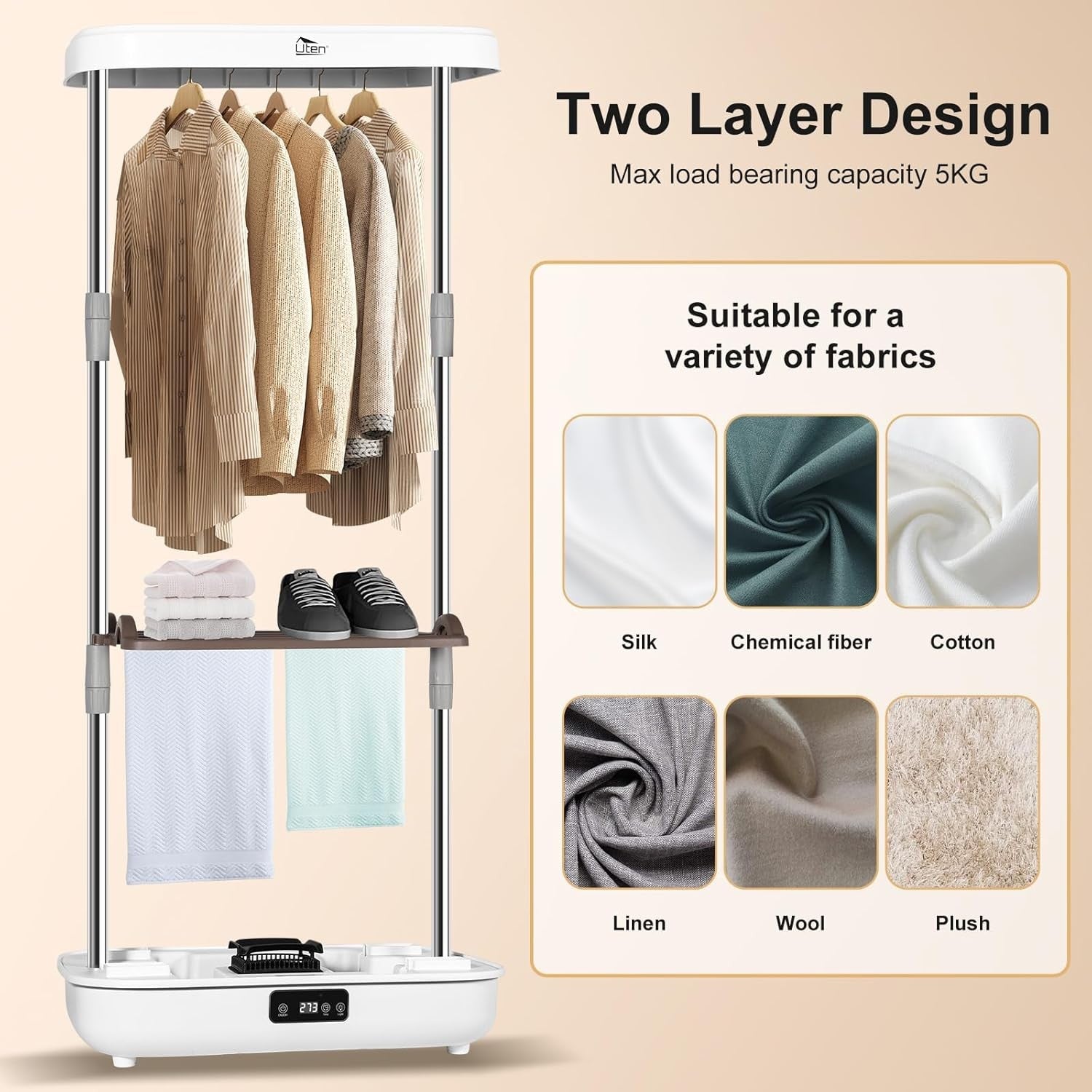 Portable Electric Clothes Dryer 1000W 360° Warm Drying 5kg Indoor