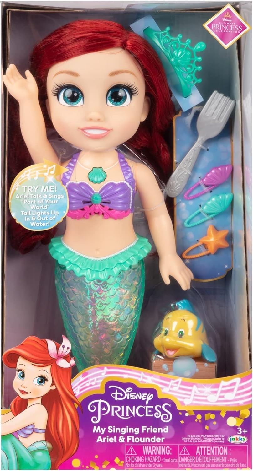 14in Singing Mermaid Doll Light-Up Tail Bath Toy Hair Accessories