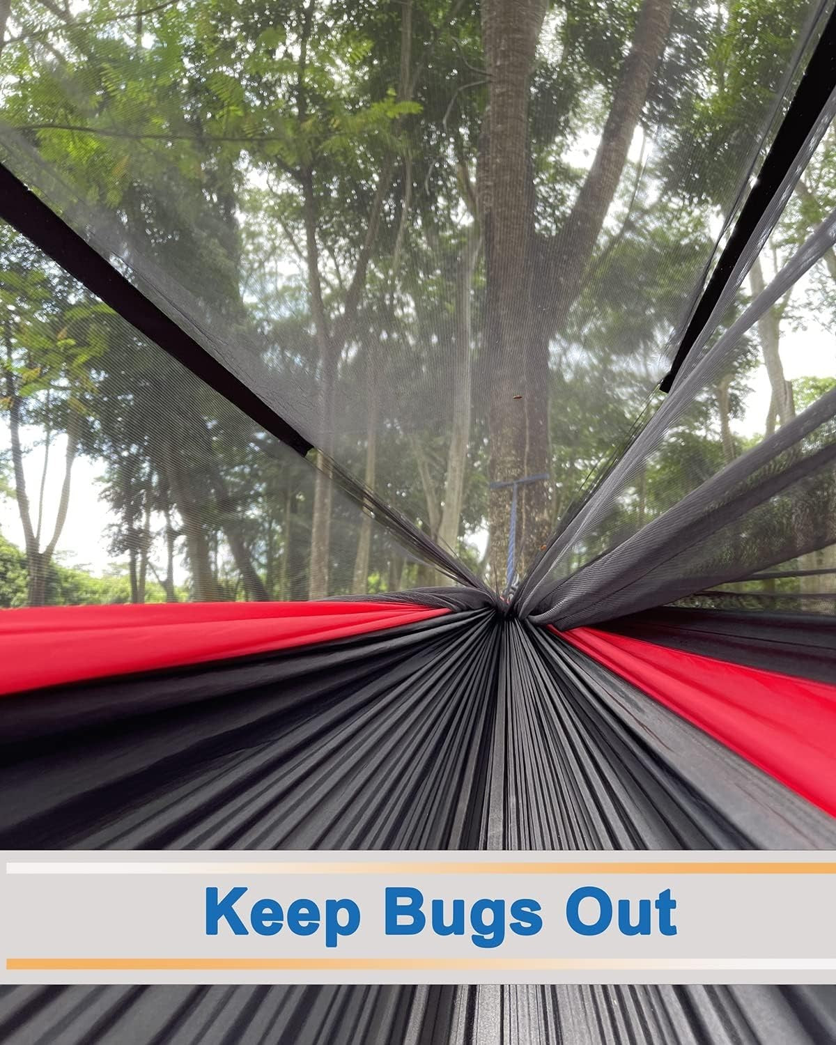 Camping Hammock with Rain Fly & Net | Double Portable Outdoor Hiking Bed