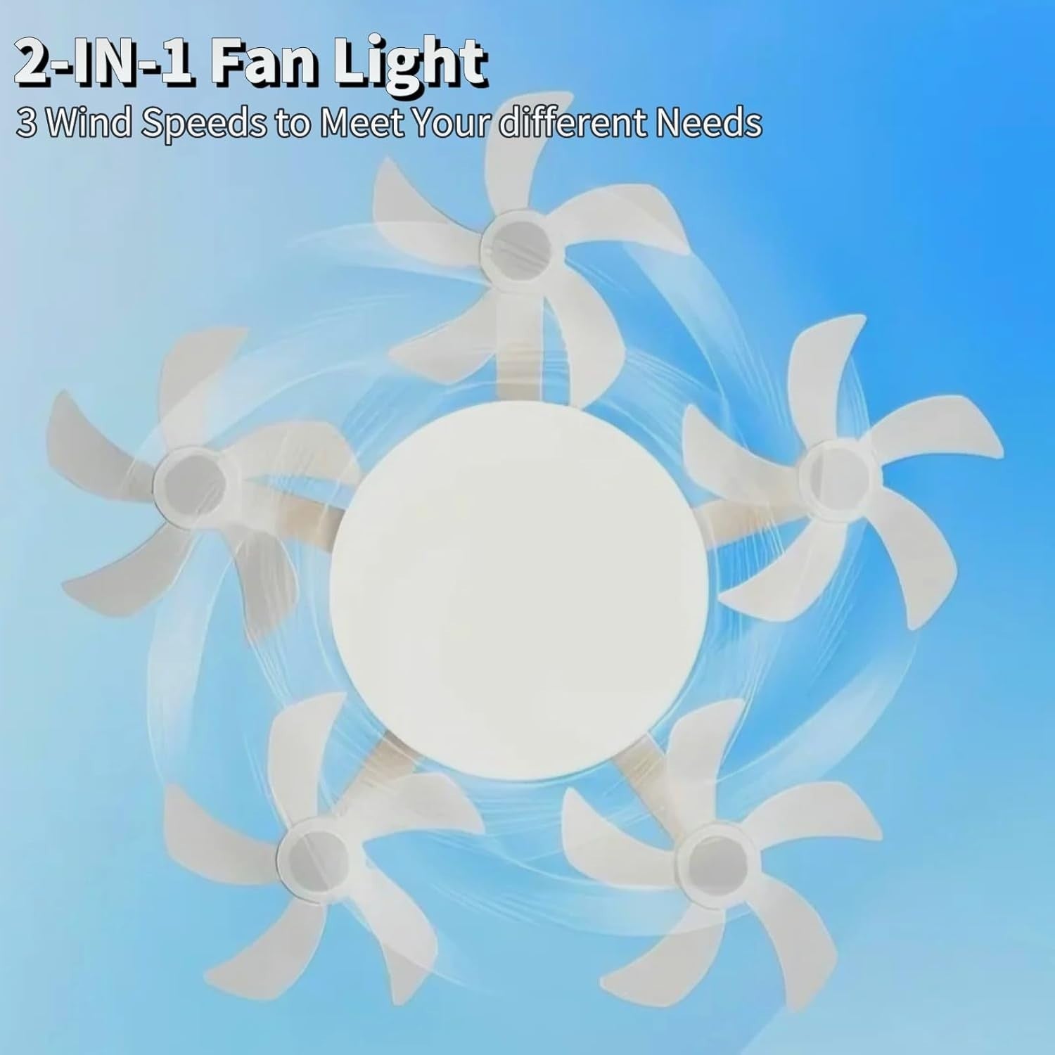 Credelin 5-Head Ceiling Fan Light, E27 Socket, 3-Speed, Remote, Dimmable