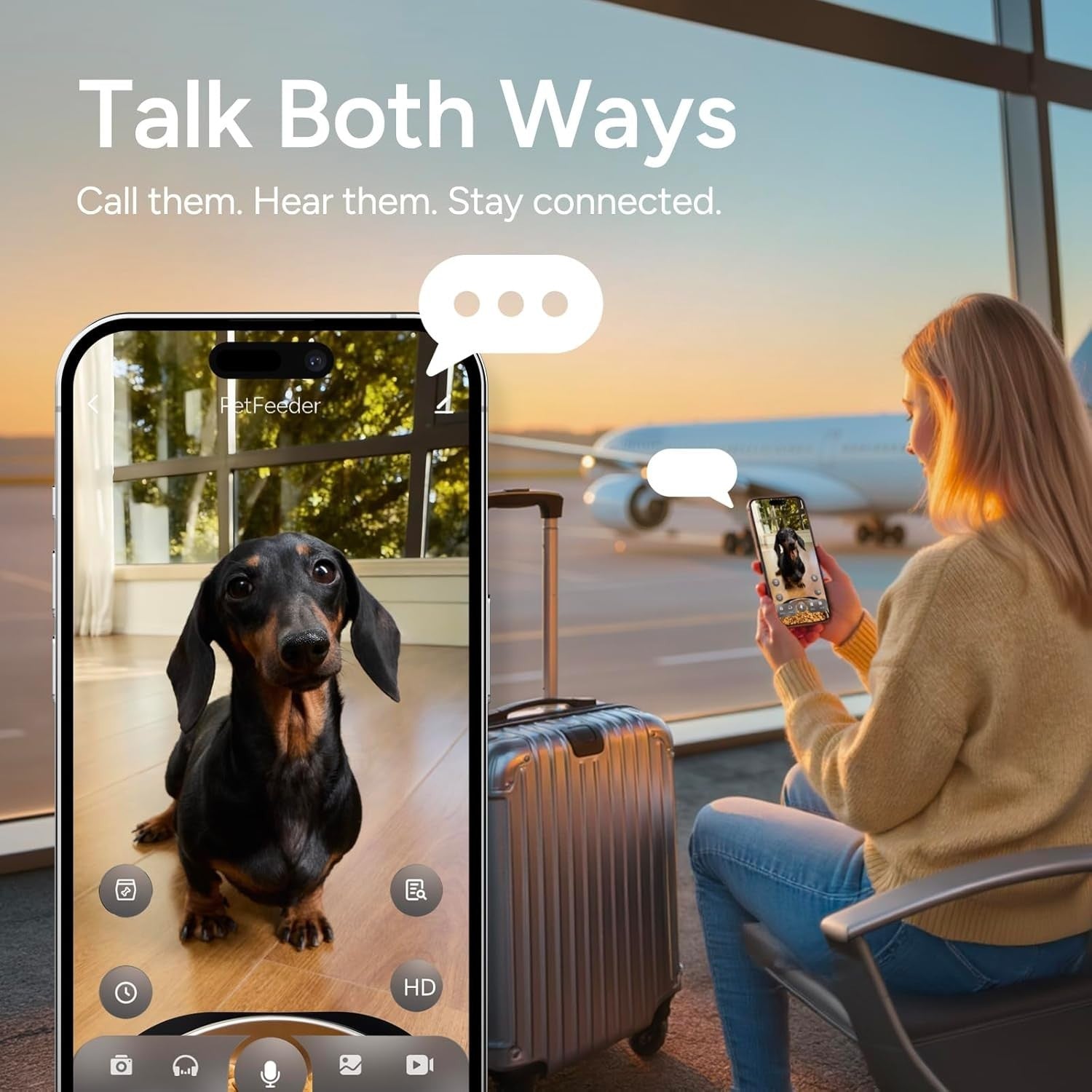 Automatic Pet Feeder WiFi Camera 6L Auto Food Dispenser 2-Way Audio
