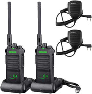 Long Range Professional Walkie Talkies 2 Pack 2600mAh Speaker Mic