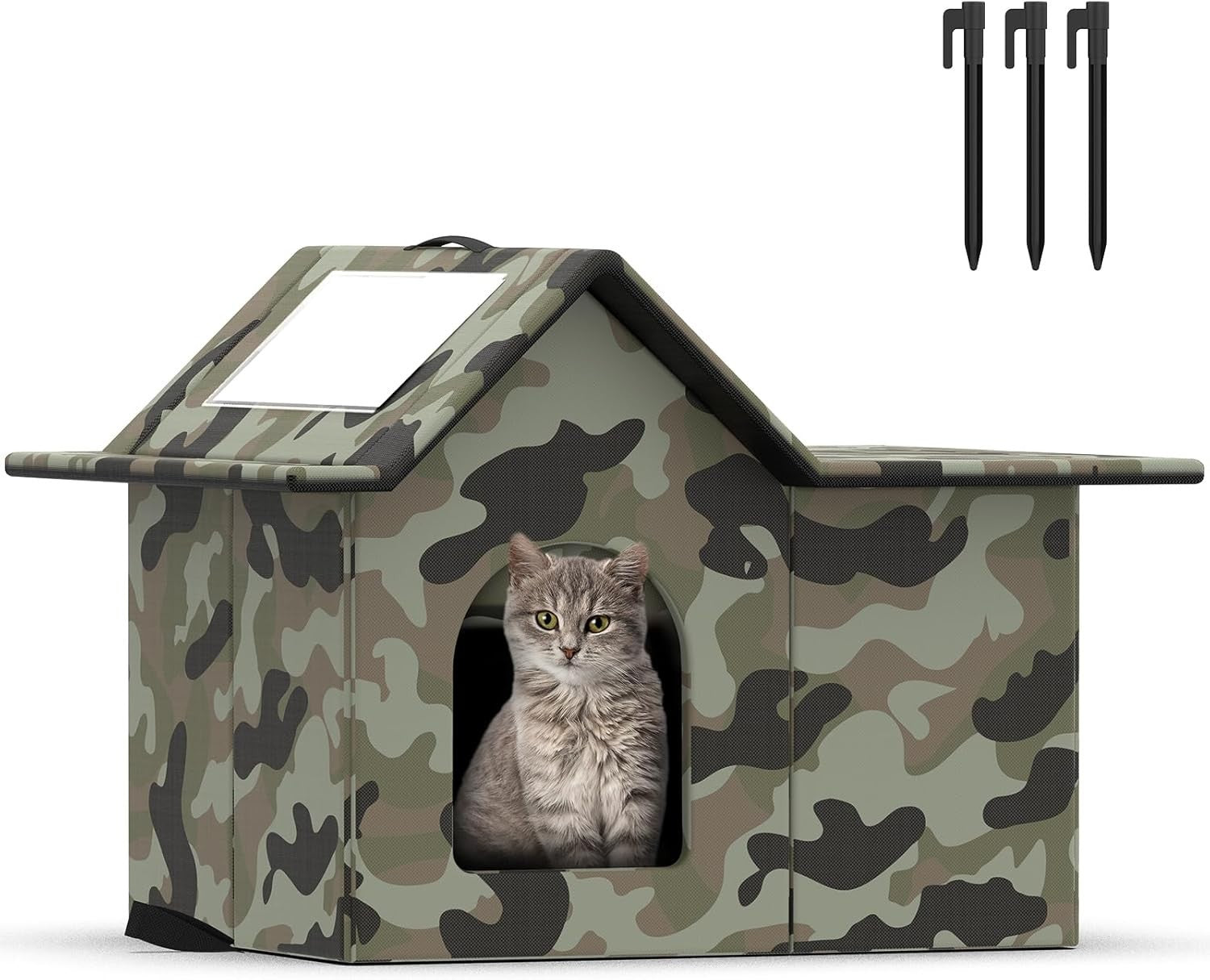 Waterproof Outdoor Cat House with Soft Mat, Foldable Winter Shelter 33x38x43cm