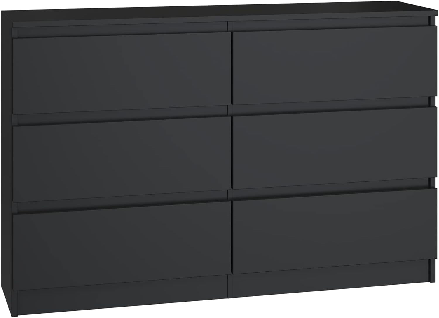 Modern Black 6-Drawer Storage Dresser | Minimalist Home Office & Bedroom Unit