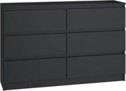Modern Black 6-Drawer Storage Dresser | Minimalist Home Office & Bedroom Unit