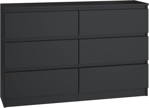 Modern Black 6-Drawer Storage Dresser | Minimalist Home Office & Bedroom Unit