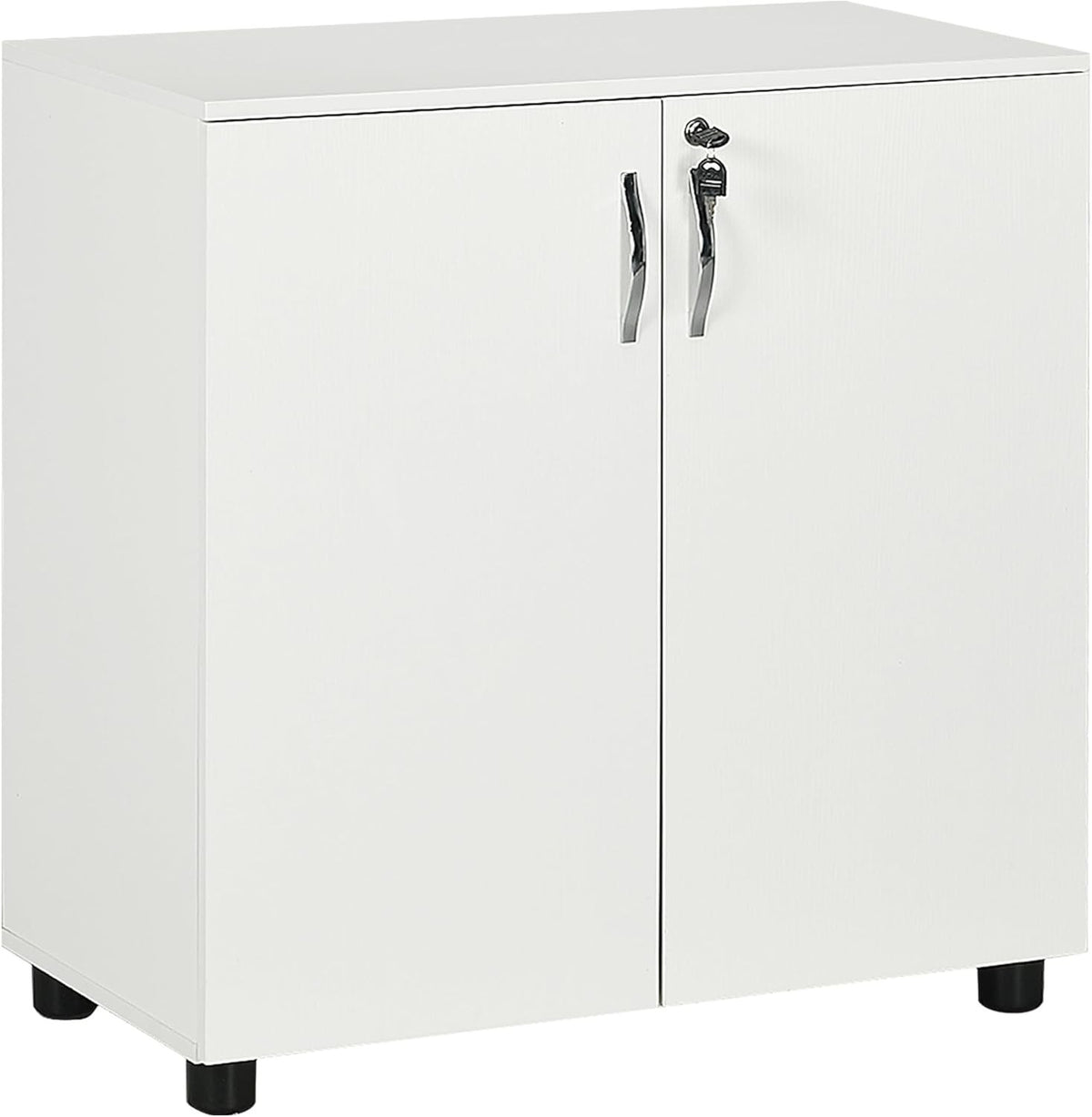 Lockable Filing Cabinet 2-Door Storage Cupboard, 80cm White Office Unit