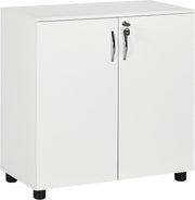 Lockable Filing Cabinet 2-Door Storage Cupboard, 80cm White Office Unit