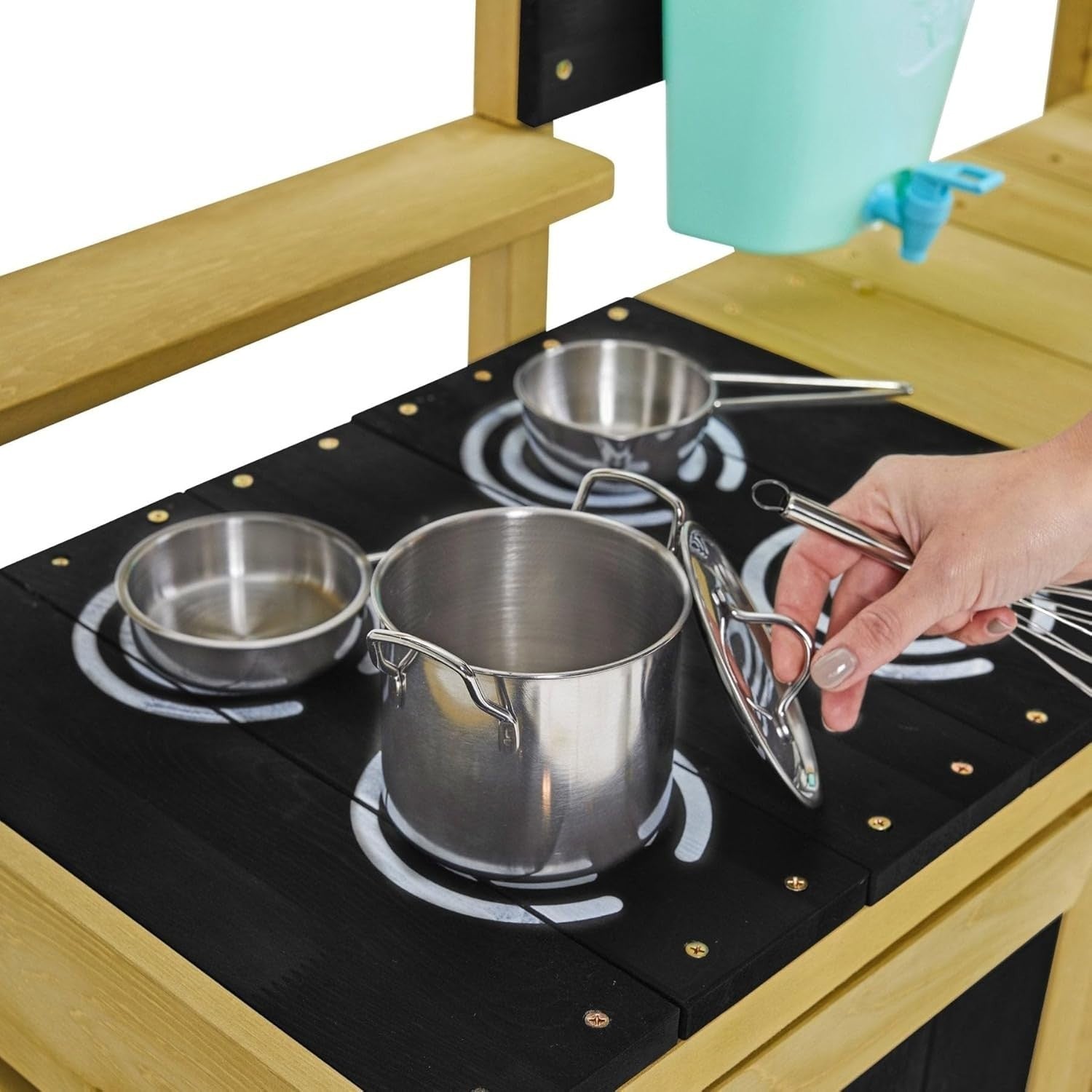 Outdoor Wooden Mud Kitchen Kids Garden Playset Water Sink Accessories