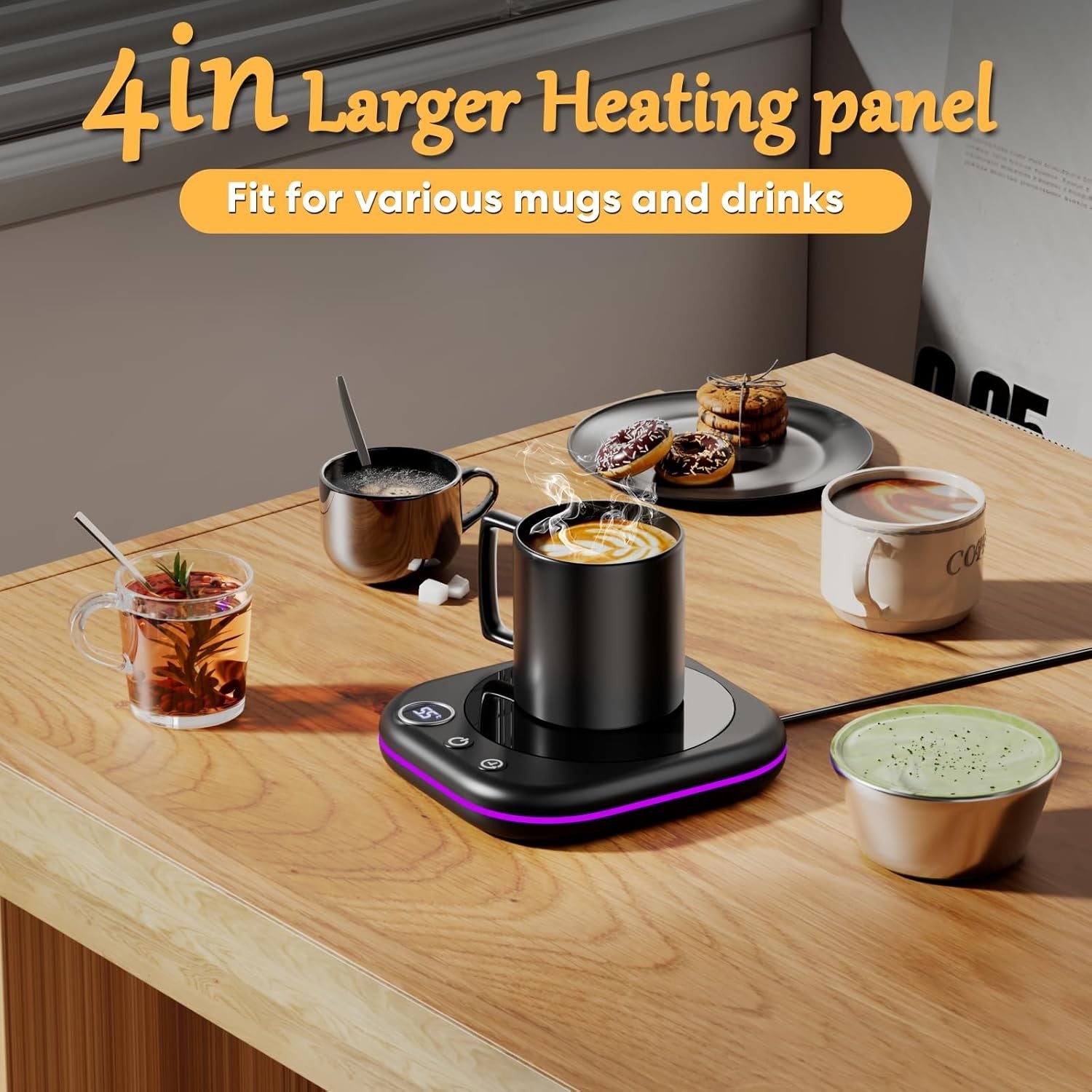 Smart Coffee Mug Warmer 3 Temp 12H Timer Desk Cup Heater