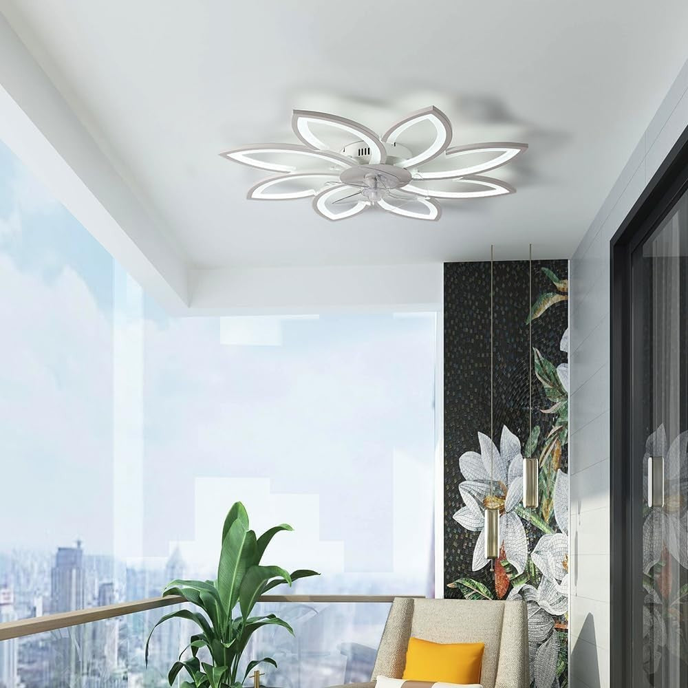 Warmiehomy 87CM Ceiling Fan with Light,90W LED,6-Speed,Reversible,App Control