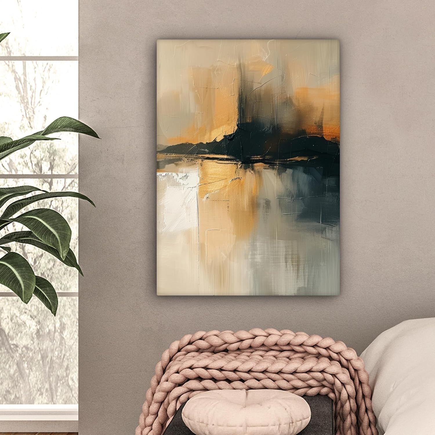 Abstract Landscape Canvas Wall Art 50x70cm Framed Modern