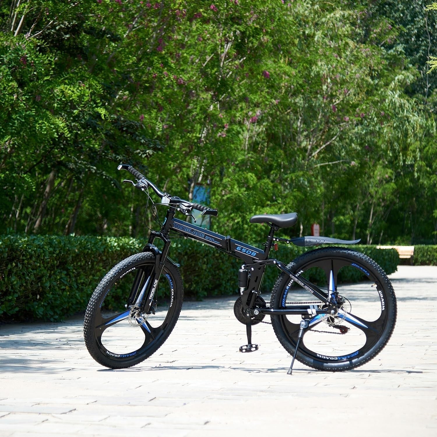 27.5" Folding Mountain Bike 21-Speed Dual Shock MTB 3-Spoke Off Road
