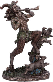 Bronze Satyr Nature Spirit Figurine • Mythology Resin Statue • Hand-Painted