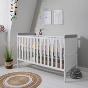 3in1 Mini Cot Bed Drawer Toddler Sofa Adjustable Height Wooden Frame White/Grey