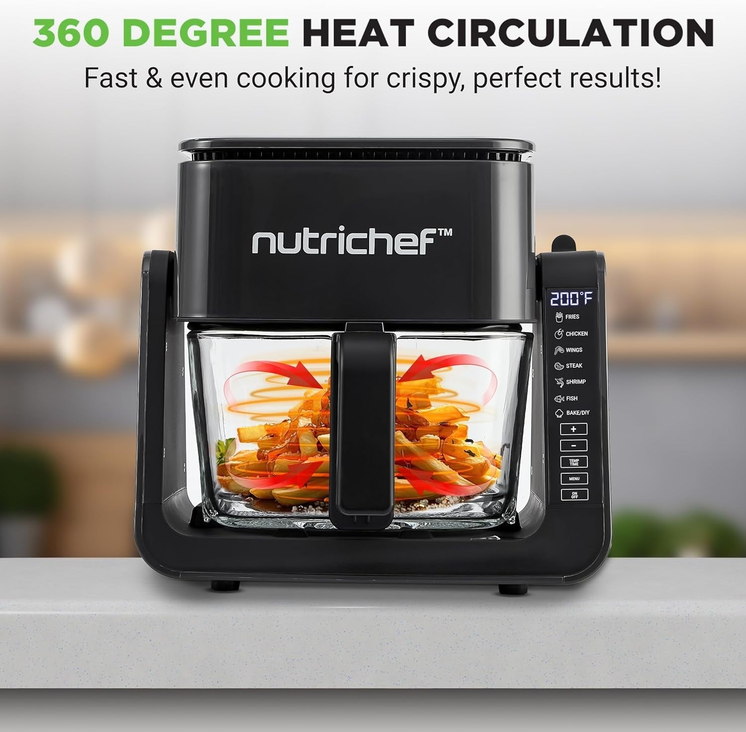Air Fryer Grill Combo 4L Glass Pot 1500W Oil Free Clear Bowl Temp Control