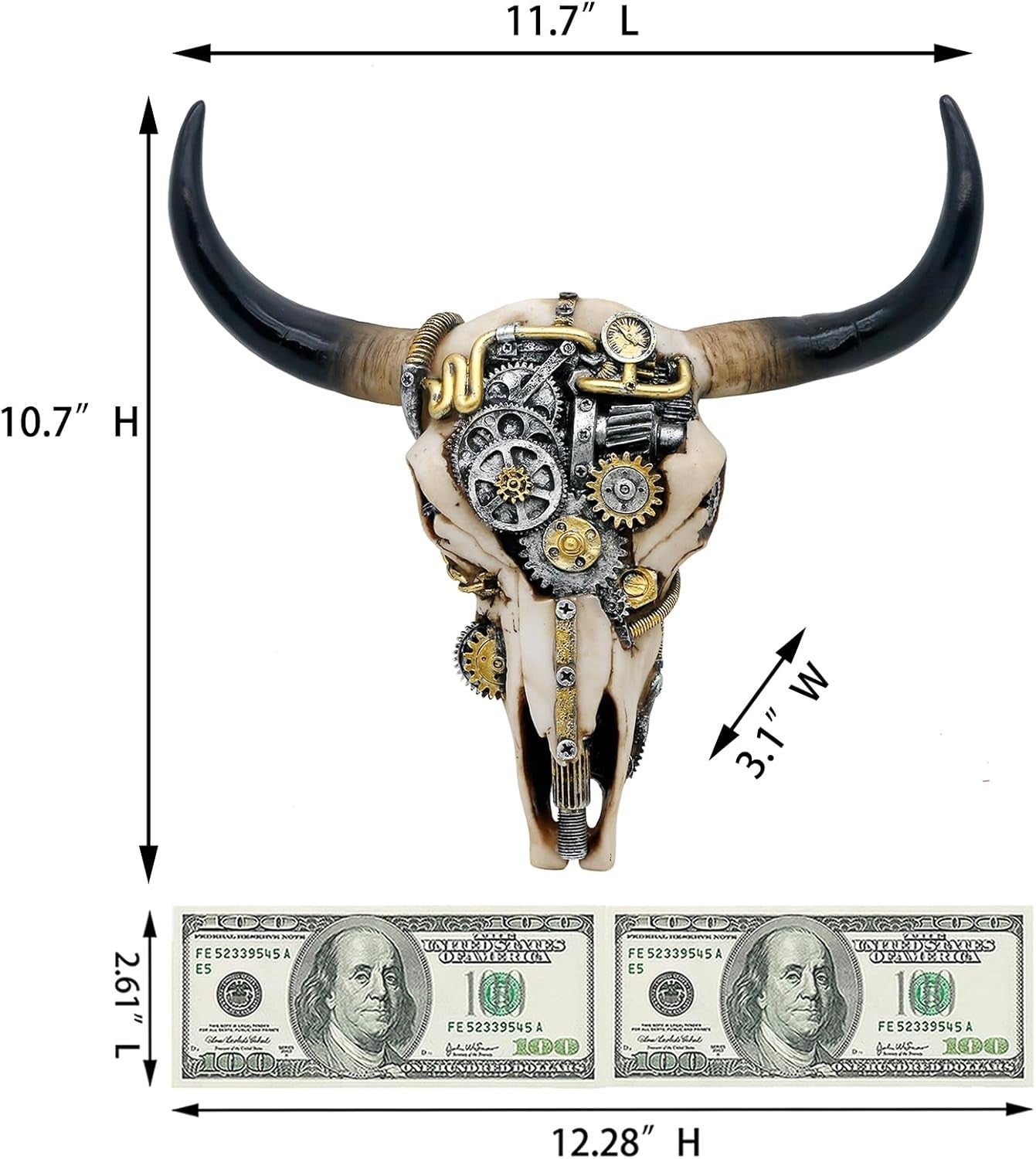 Steampunk Bull Skull Wall Art 3D Western