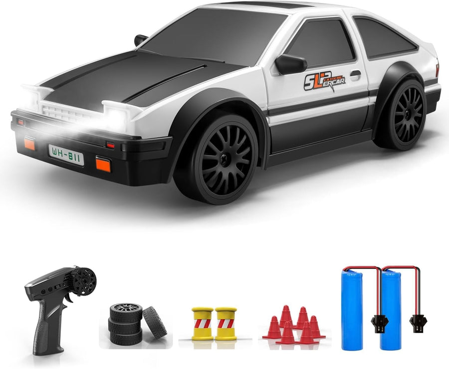 1:24 RC Drift Car 20KM/H–4WD Remote Control Toy with LED Lights & Extra Tires