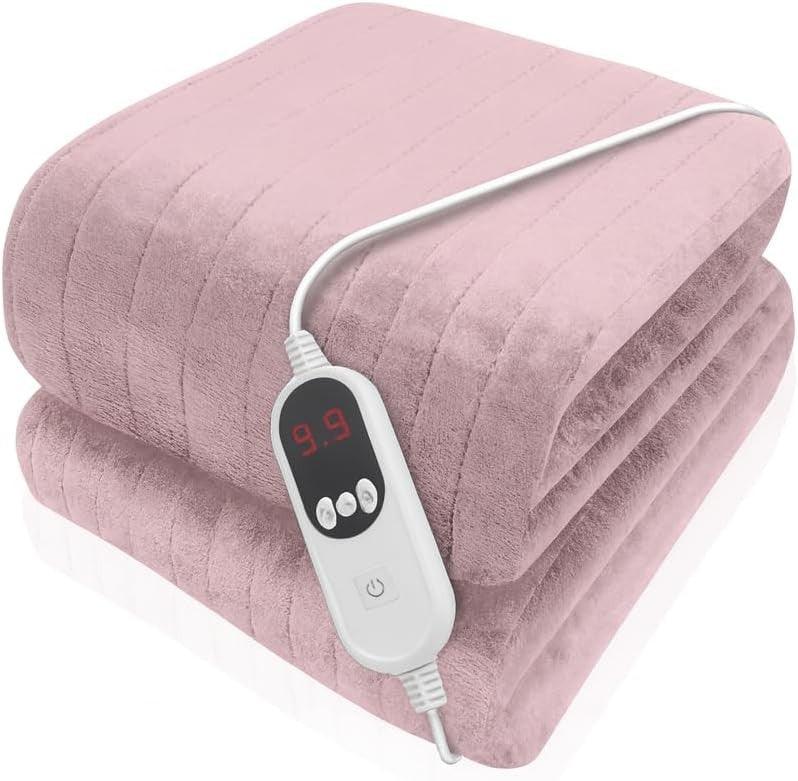 Electric Heated Throw Blanket 9 Heat Settings Timer Washable Micro Fleece