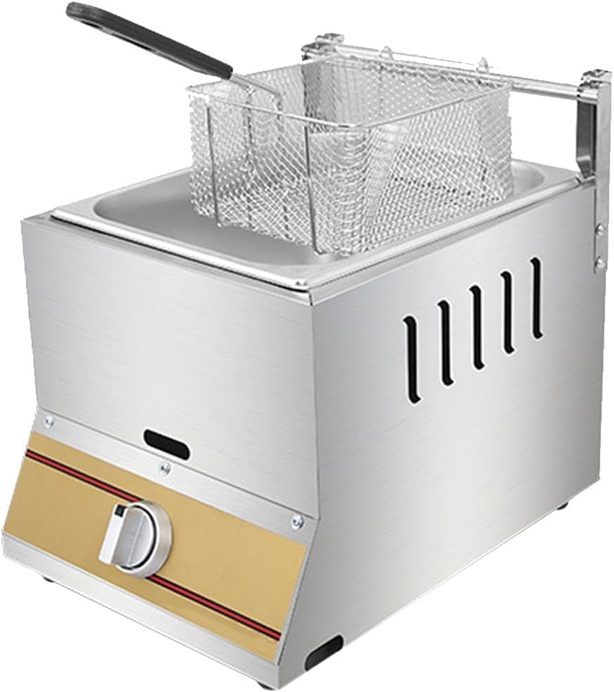 6L Methane Gas Deep Fryer Stainless Steel Commercial Precision Burner