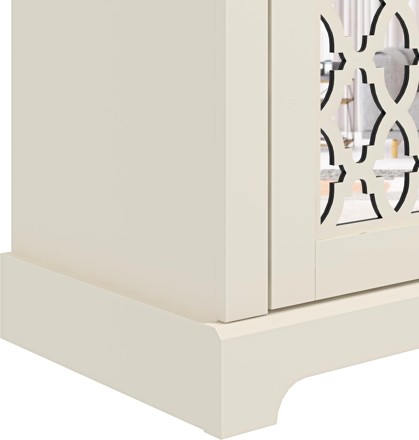 Ivory Oak 2 Door 1 Drawer Sideboard Storage Cabinet Adjustable Shelf