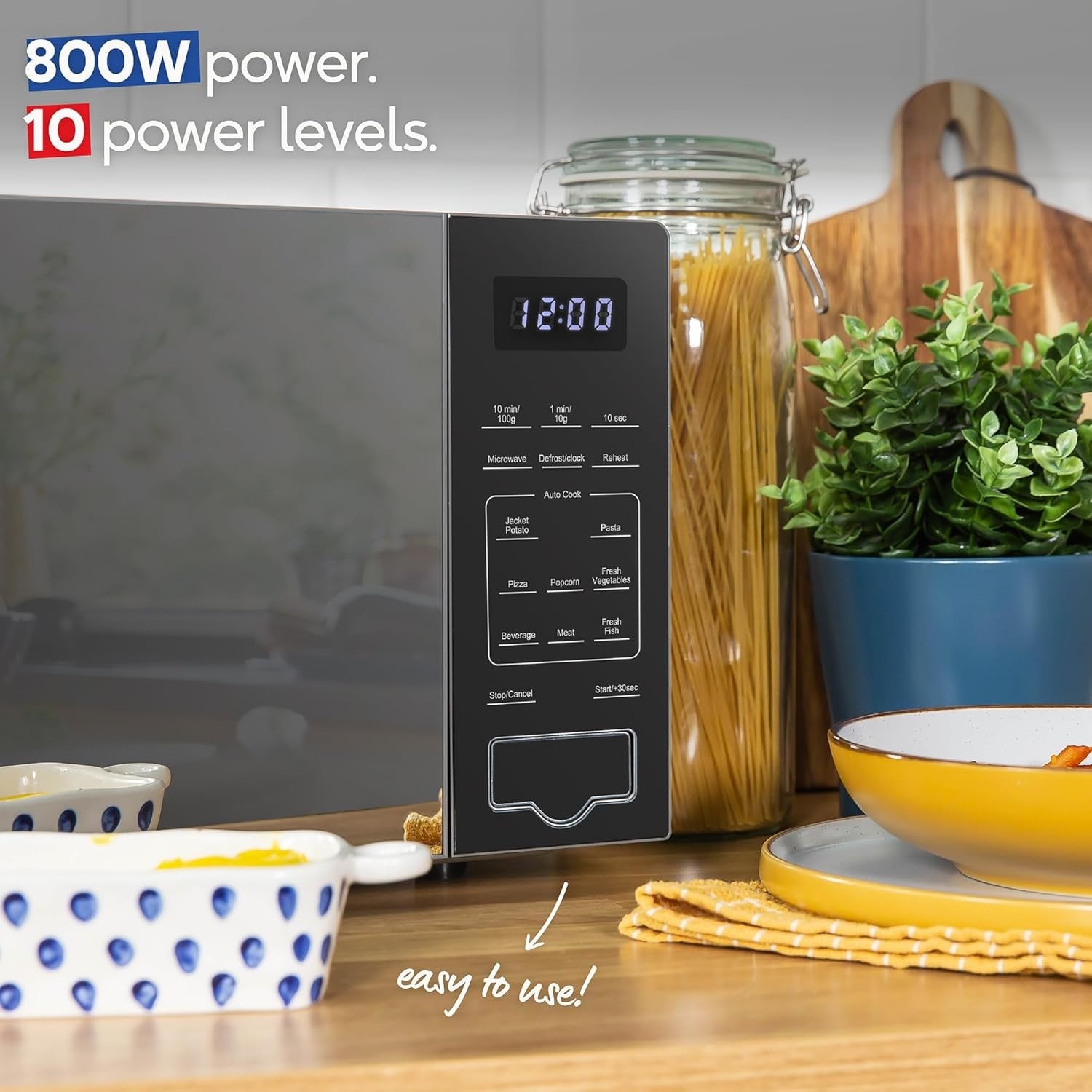20L 800W Touch Control Digital Microwave Silver 10 Power