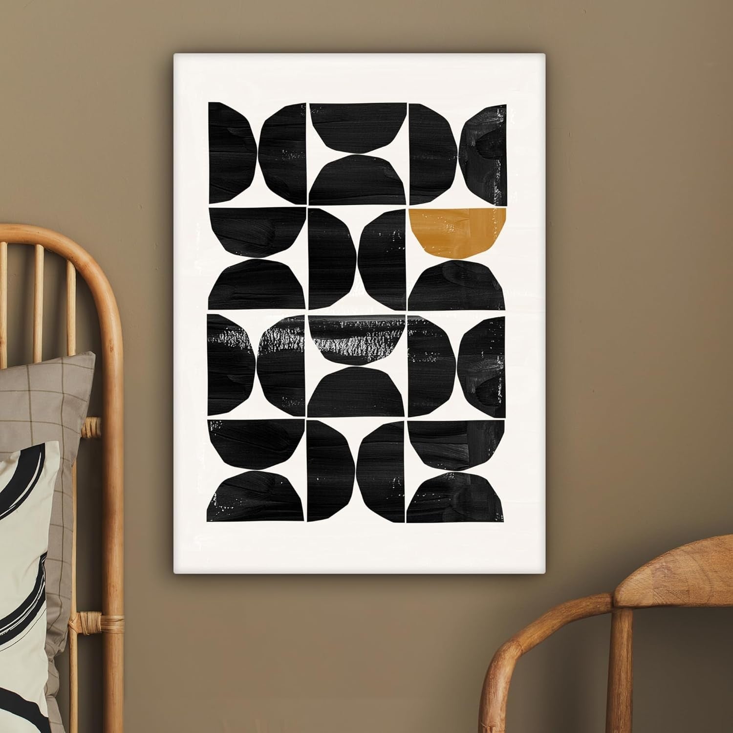 Large Framed Canvas Wall Art 50x70cm Black Abstract Modern Print