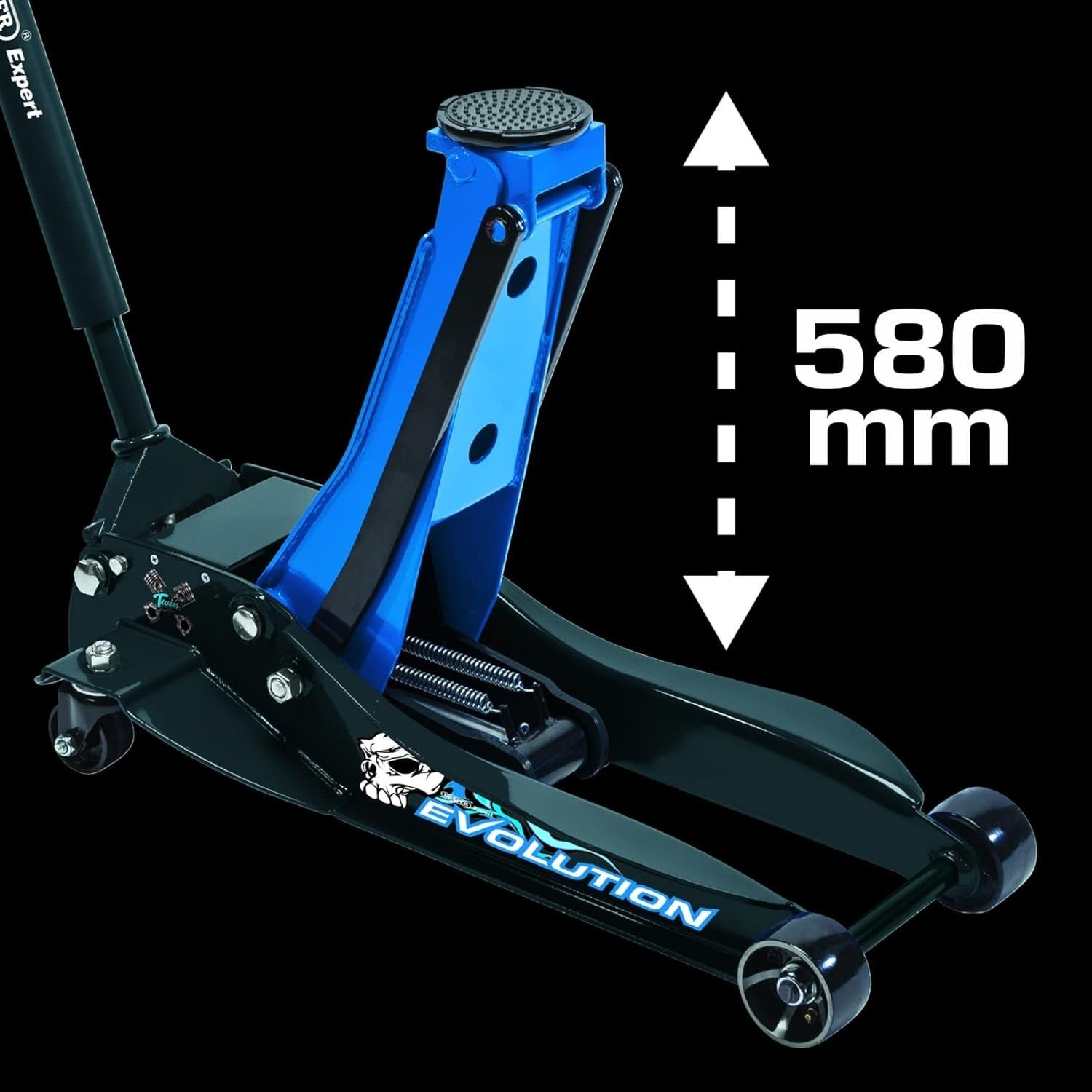 3 Ton Low Profile Trolley Jack Twin Piston Quick Lift 100–580mm Heavy Duty Blue
