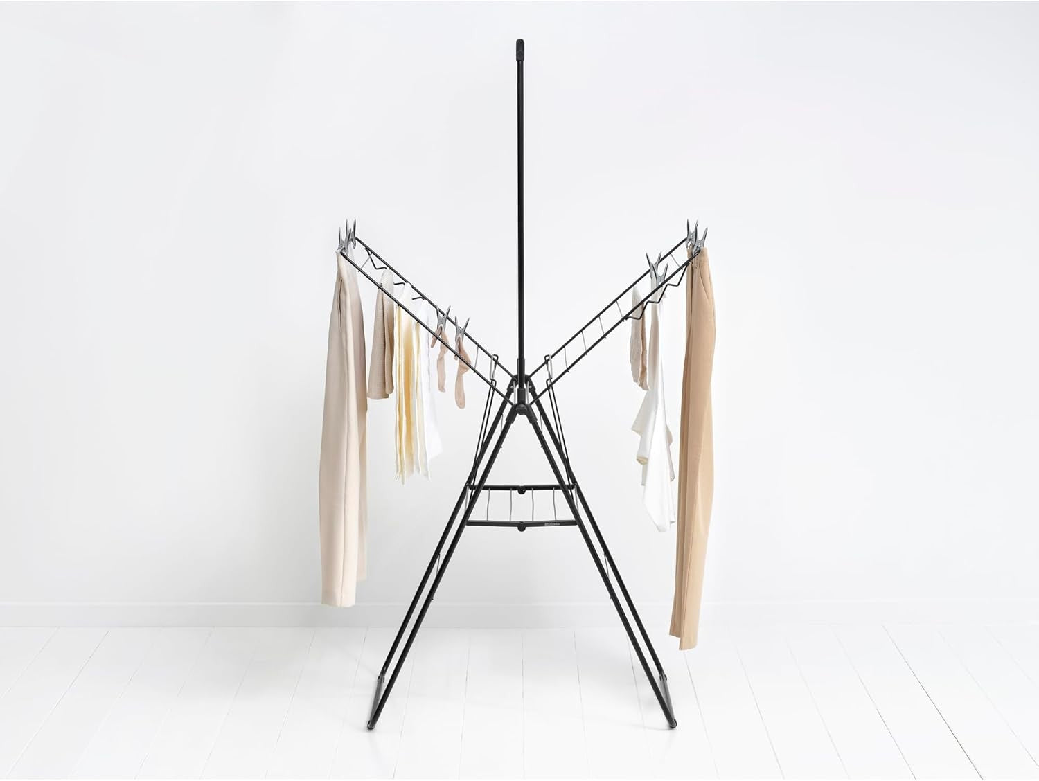 20m Clothes Airer with Hanger Rod Folding Indoor Drying Rack Matt Black