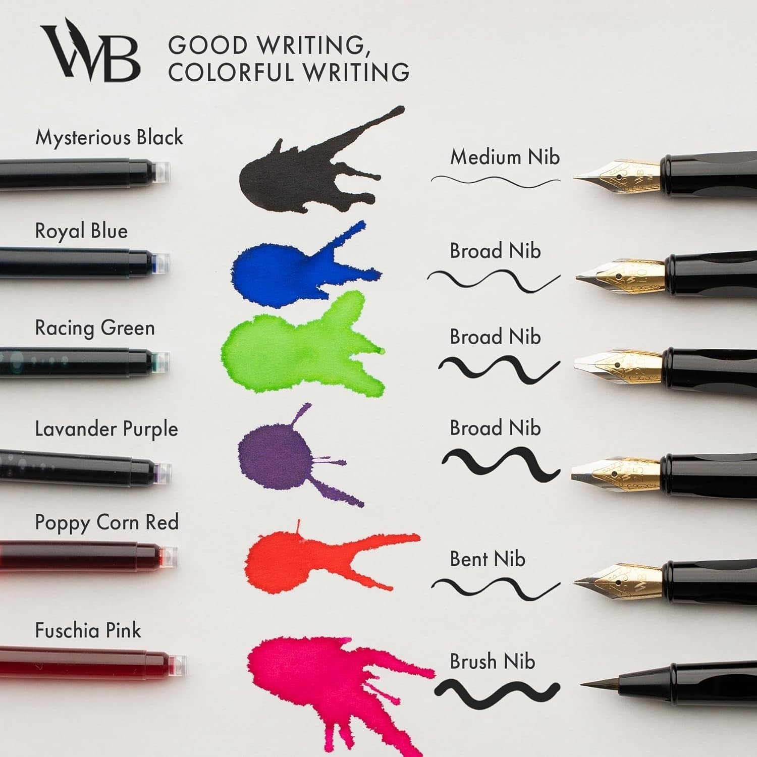Red & Black Calligraphy Fountain Pen Set 2 Pens Ink Cartridges Gift