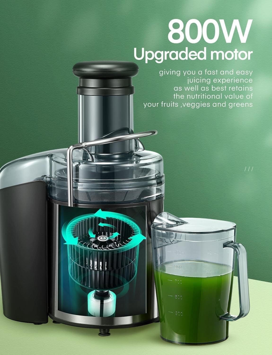 1000W Centrifugal Juicer 75mm Wide Chute Dual Speed Easy Clean Whole Fruit